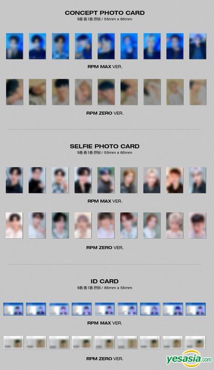 RPM Zero ver. CD+84p Photobook+On Pack Poster+Concept Photocard+Selfie Photocard+ID Card+Folded Poster+Double Side Extra Photocards Set FNC SF9 7th Mini Album RPM