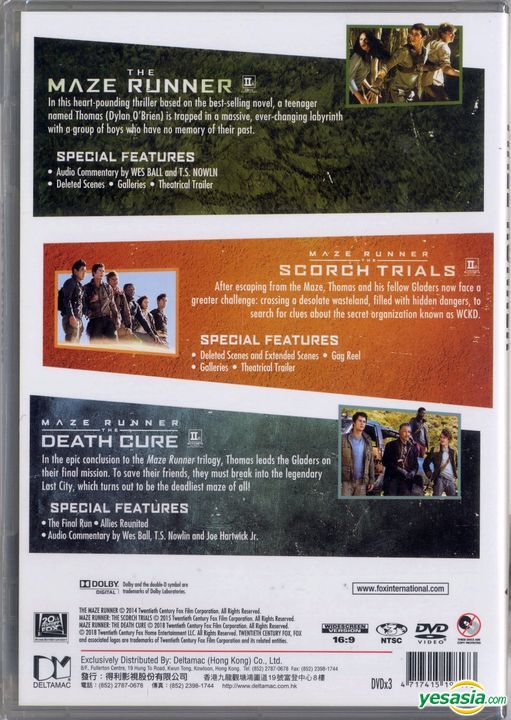 Yesasia Maze Runner Trilogy Dvd Hong Kong Version Dvd ディラン オブライエン Ki Hong Lee 欧米 その他の映画 無料配送